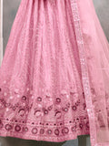 Incredible Pink Sequins Net Engagement Wear Lehenga Choli With Dupatta