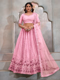 Incredible Pink Sequins Net Engagement Wear Lehenga Choli With Dupatta