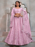 Lovable Lavender Thread Embroidery Net Wedding Lehenga Choli