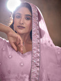 Lovable Lavender Thread Embroidery Net Wedding Lehenga Choli