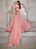 Precious Peach Thread Embroidery Net Party Wear Lehenga Choli