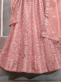Precious Peach Thread Embroidery Net Party Wear Lehenga Choli
