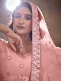 Precious Peach Thread Embroidery Net Party Wear Lehenga Choli