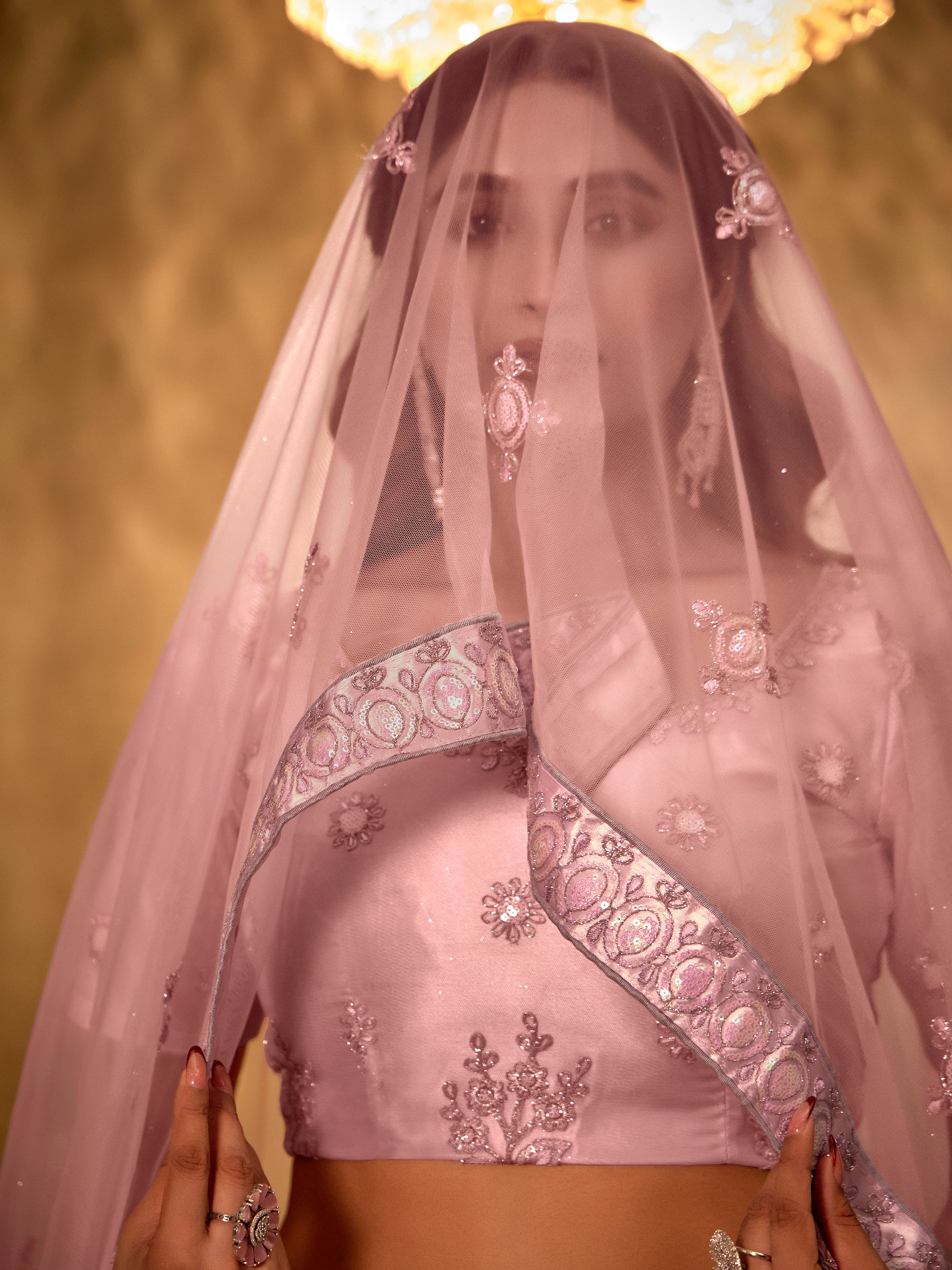 Precious Peach Thread Embroidery Net Party Wear Lehenga Choli
