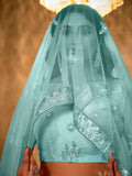 Adorable Turquoise Thread Embroidery Net Lehenga Choli With Dupatta