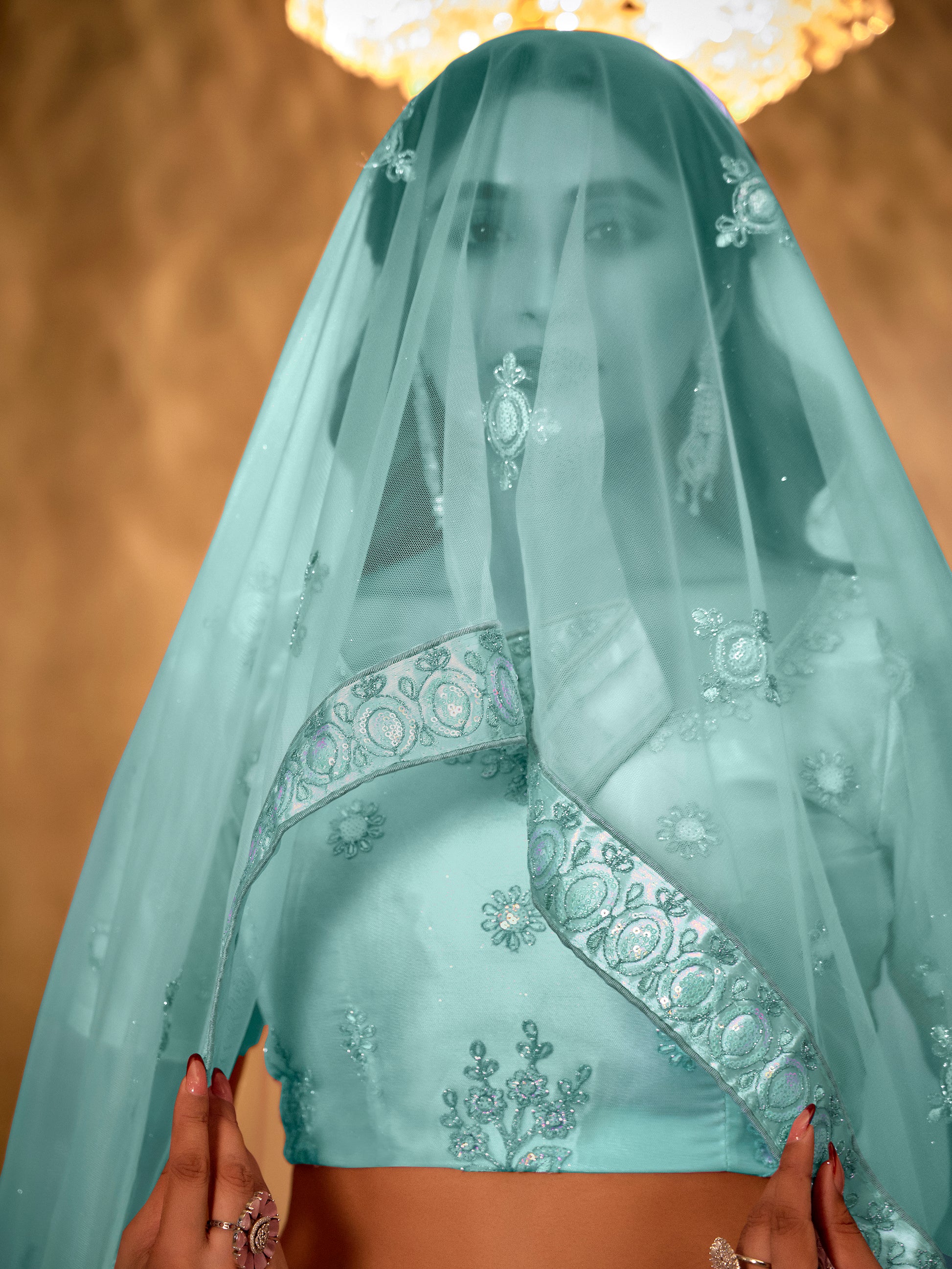 Adorable Turquoise Thread Embroidery Net Lehenga Choli With Dupatta