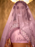Gorgeous Pink Thread Embroidery Net Wedding Lehenga Choli With Dupatta