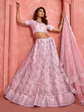 Precious Pink Sequins Net Traditional Lehenga Choli With Dupatta