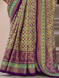 Lovely Purple Digital Printed Silk Casual Wear Saree With Blouse