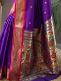 Ravished Purple Zari Weaving Paithani Silk Saree With Blouse