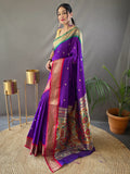Ravished Purple Zari Weaving Paithani Silk Saree With Blouse