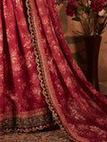Beautiful Maroon Floral Printed Organza Wedding Lehenga Choli