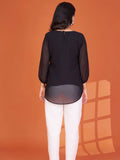 Graceful Black Embroidered Georgette Office Wear Top