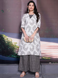 Stylish Black Floral Printed Cotton Casual Wear Palazzo Suit