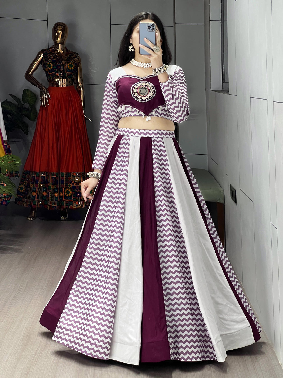 Alluring Wine Kodi Work  Rayon Navratri Special Lehenga Choli With Dupatta
