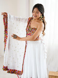 Pleasant White Gamthi Work Rayon Traditional Lehenga Choli With Dupatta