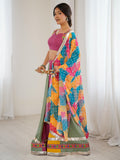 Noteworthy Multi-Color Gamthi Work Rayon Navratri Special Lehenga Choli
