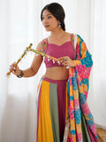 Noteworthy Multi-Color Gamthi Work Rayon Navratri Special Lehenga Choli