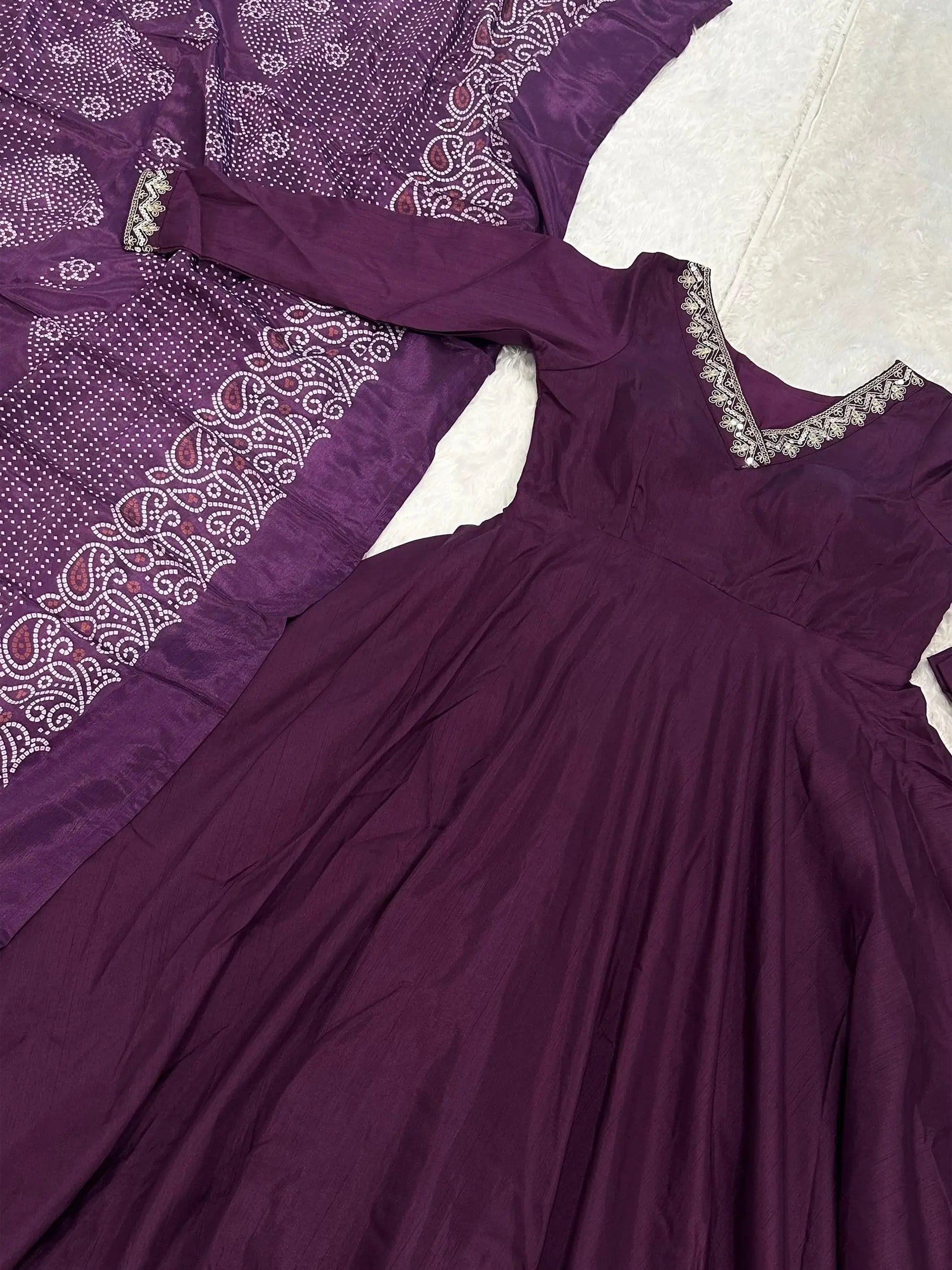 Amazing Purple Sequins Work Silk Festivals Wear Palazzo With Dupatta