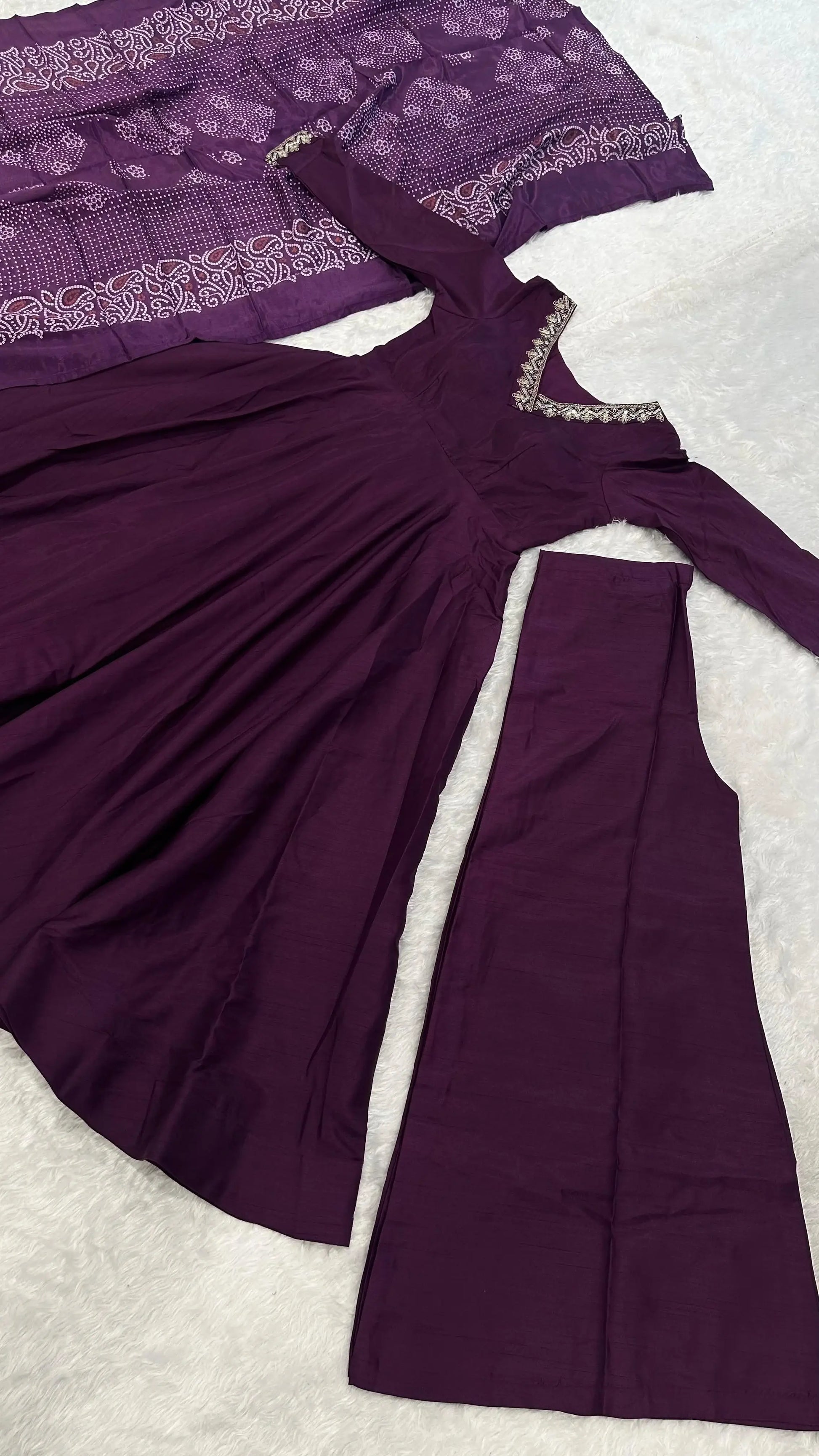 Amazing Purple Sequins Work Silk Festivals Wear Palazzo With Dupatta
