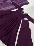 Amazing Purple Sequins Work Silk Festivals Wear Palazzo With Dupatta
