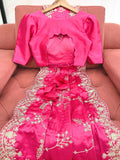 Sparkling Rani Pink Sequins Embroidered Satin Saree With Blouse