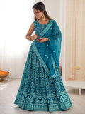 Amazing Sky Blue Sequins Work Georgette Festival Wear Lehenga Choli