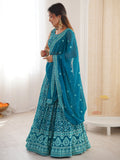 Amazing Sky Blue Sequins Work Georgette Festival Wear Lehenga Choli