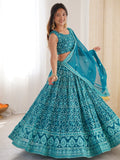 Amazing Sky Blue Sequins Work Georgette Festival Wear Lehenga Choli