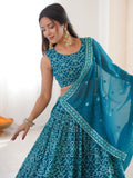 Amazing Sky Blue Sequins Work Georgette Festival Wear Lehenga Choli