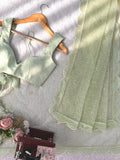 Fascinating Pista Green Sequins Work Net Festival Wear Saree