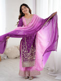 Dazzling Lavender Embroidered Chinon Festive Wear Sharara Suit