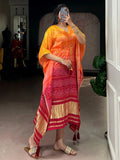 Majestic Yellow Printed Gaji Silk Festival Wear Kaftan