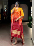 Majestic Yellow Printed Gaji Silk Festival Wear Kaftan