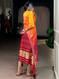 Majestic Yellow Printed Gaji Silk Festival Wear Kaftan