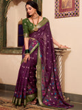 Beautiful Wine Kalamkari Printed Cotton Casual Wear Saree With Blouse