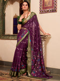 Beautiful Wine Kalamkari Printed Cotton Casual Wear Saree With Blouse