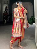 Captivating Red Zari Weaving Jacquard Nauvari Bridal Paithani Saree With Dupatta