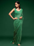 Charming Light Green Sequins Georgette Designer Saree With Blouse