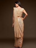 Precious Cream Sequins Georgette Party Wear Saree With Blouse