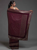 Adorable Maroon Sequins Georgette Cocktail Party Wear Saree