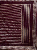 Adorable Maroon Sequins Georgette Cocktail Party Wear Saree