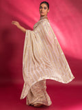 Charming Cream Sequins Georgette Party Wear Saree With Blouse