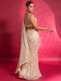 Charming Cream Sequins Georgette Party Wear Saree With Blouse