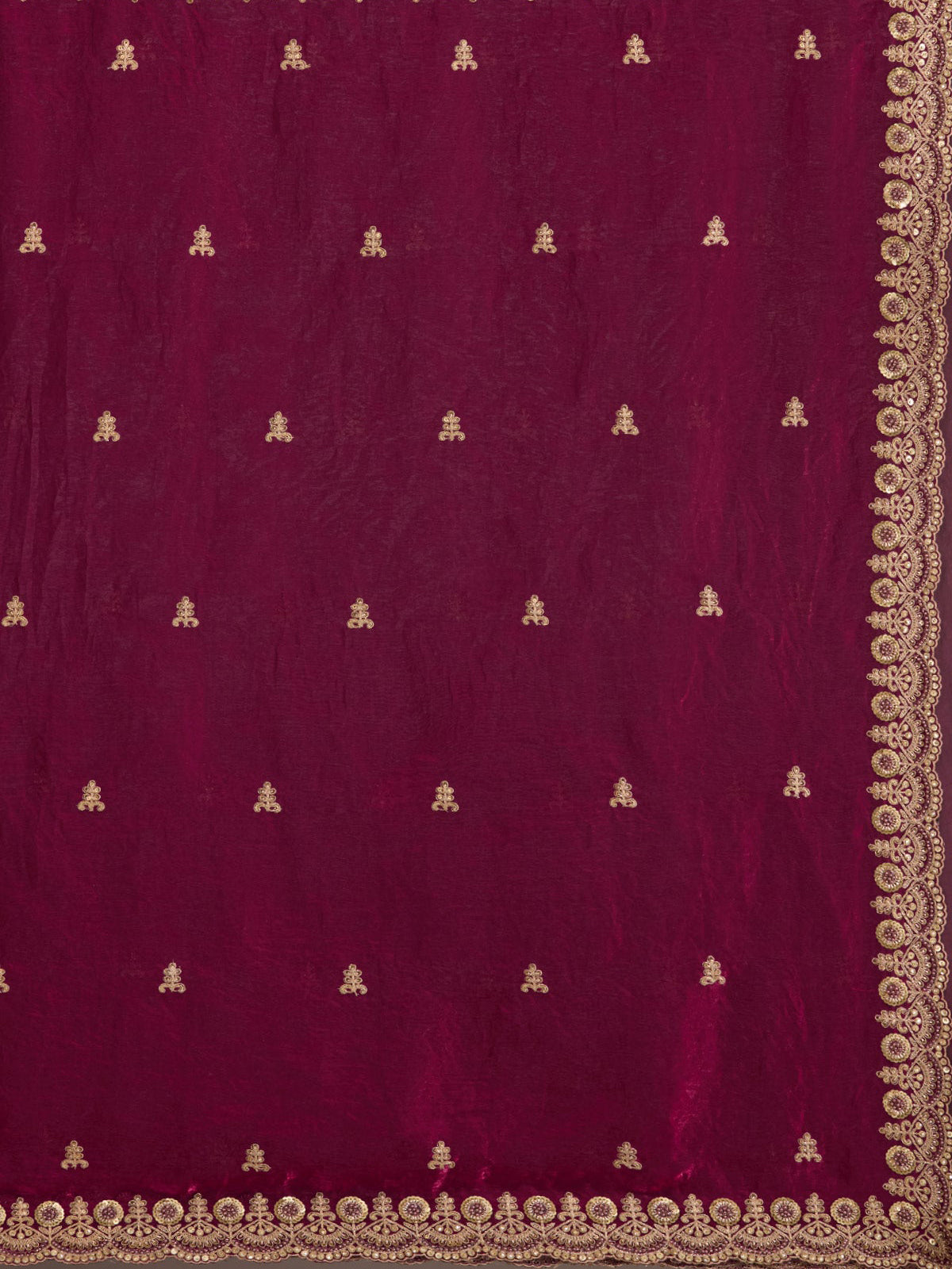 Fantastic Maroon Sequins Embroidered Tissue Bridal Saree With Blouse