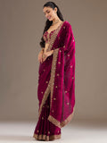 Fantastic Maroon Sequins Embroidered Tissue Bridal Saree With Blouse