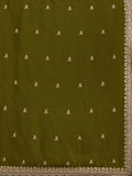 Sparkling Olive Green Embroidered Tissue Mehendi Wear Saree With Blouse