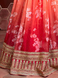 Astonishing Orange Digital Printed Organza Silk Lehenga Choli