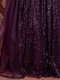 Elegant Purple Sequins Embroidered Net Party Wear Lehenga Choli