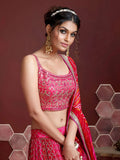 Remarkable Pink Sequins Embroidery Chinon Silk Lehenga Choli